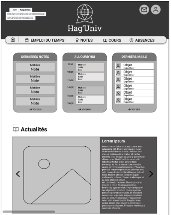 Maquette de la page d'accueil du site SAE 201 en BUT MMI