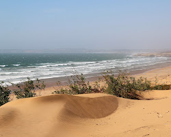 Une image de la plage Essaouira au Maroc.